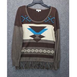 Vintage Carducci Sweater Womens Medium Brown Aztec Print Brown